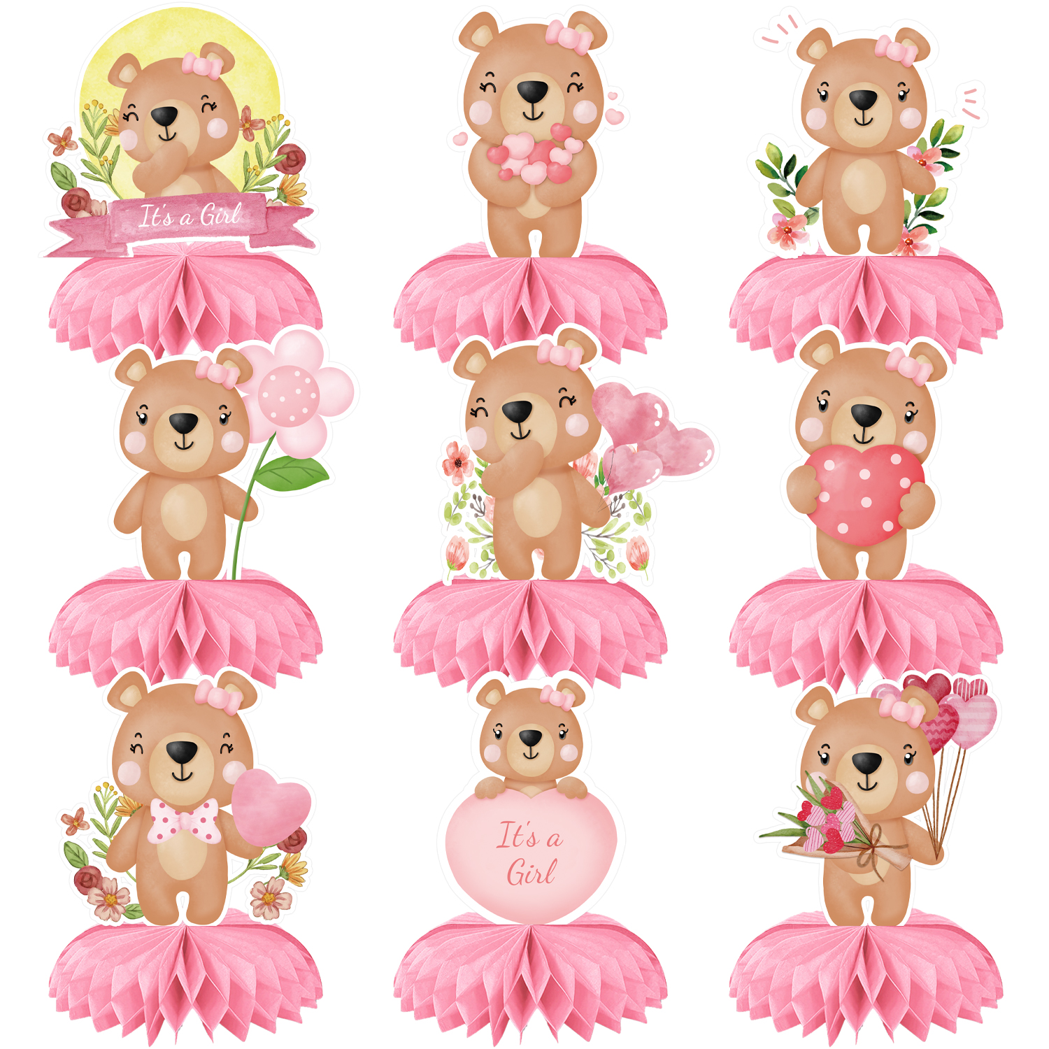 9Pcs Pink Bear 3D Honeycomb Ce - 3D Printing Table recension och pris
